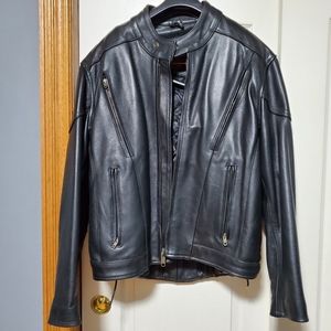HUDSON Heavy Vented Real Leather Motorcycle Coat